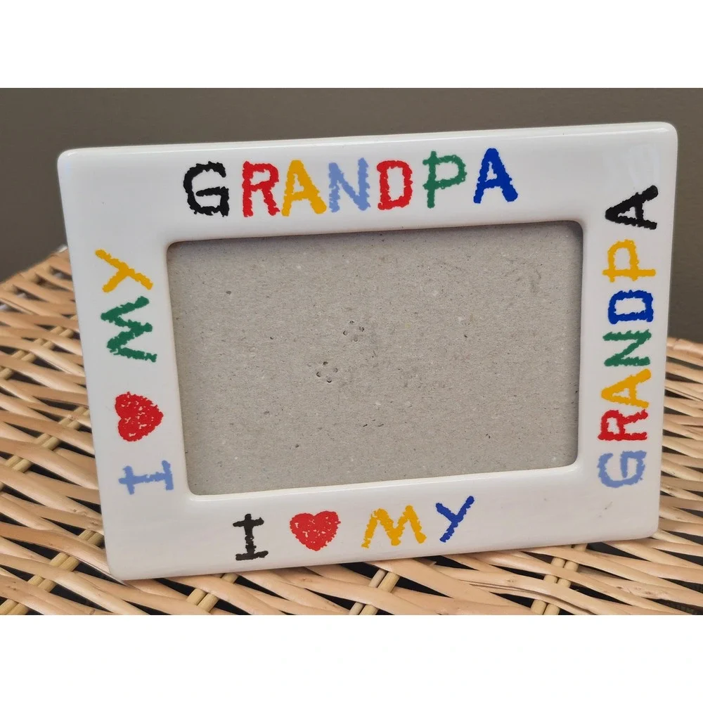 Grandpa Grandma I Love My Grandpa 4x6 Picture Frame Open Front Tabletop Gift